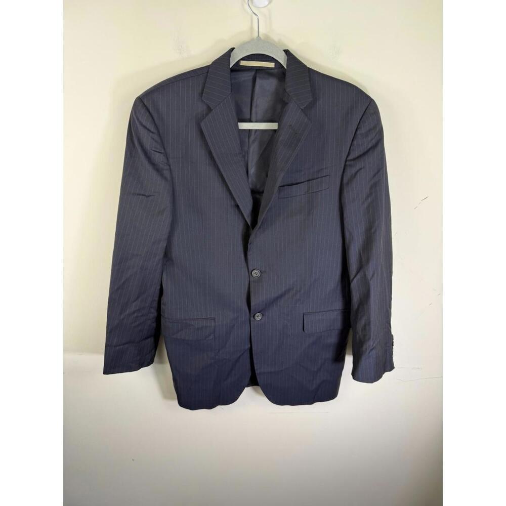 Burberry London‎ Sport Coat Blazer Mens 38R Navy Pin Striped Wool